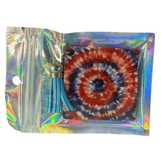Tie-dye red and blue